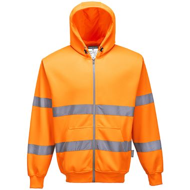 Portwest B305 Orange Hi Vis Zipped Hoodie