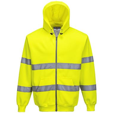 Portwest B305 Yellow Hi Vis Zipped Hoodie 