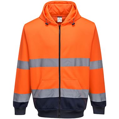 Portwest B317 Orange/Navy Two Tone Hi Vis Zipped Hoodie