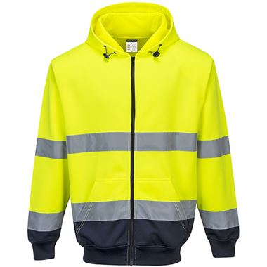 Portwest B317 Yellow/Navy Two Tone Hi Vis Zipped Hoodie