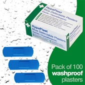 Blue Washproof Catering Plasters 7.2cmx2.5cm (Pack of 100)