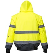 Portwest C465 Yellow/Navy Fur Lined Waterproof 3 in 1 Hi Vis Bomber Jacket