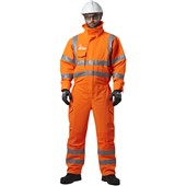 Leo Workwear Watertown Orange EcoViz 10KX Waterproof Breathable Stretch Hi Vis Coverall