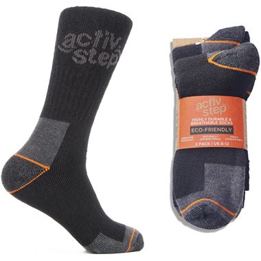 Activ-Step Black Eco Friendly Breathable Bamboo Socks - Pack of 2 Pairs