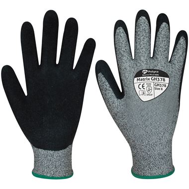 Polyco Matrix GH378 Cut F Cut Resistant Work Gloves with Latex Coating - 13g