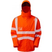 Leo Workwear Dartmoor Orange EcoViz 10K Mesh Lined Waterproof Breathable Hi Vis Bomber Jacket 