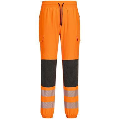 Portwest KX346 KX3 Orange Slim Fit Stretch Hi Vis Flexi Jogging Bottoms