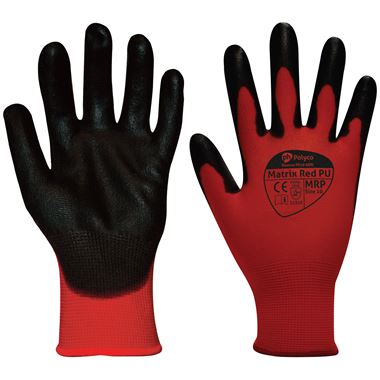 Polyco Matrix Red PU Grip Gloves MRP - 13g