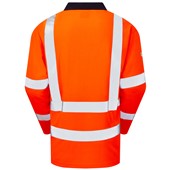 Leo Workwear Swimbridge Orange Comfort EcoViz Long Sleeve Hi Vis Polo Shirt  