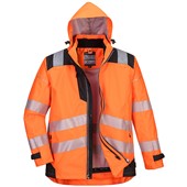 Portwest PW365 PW3 Orange/Black Waterproof Hi Vis 3-in-1 Jacket