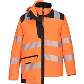 Portwest PW367 PW3 Orange Mesh Lined Hi Vis 5-in-1 Waterproof Jacket