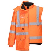 Portwest RT27 Orange Padded Waterproof 7 in 1 Hi Vis Jacket