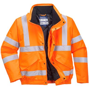 Portwest RT32 Orange RIS Padded Waterproof Hi Vis Bomber Jacket