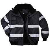 Portwest S435 Black Iona Reflective Padded Waterproof 4-in-1 Hi Vis Bomber Jacket