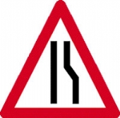road narrows right c/w channel 