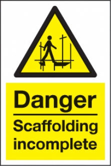 danger scaffolding incomplete 