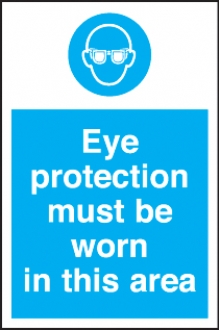 Eye protection must be worn in the area