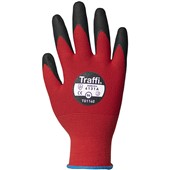 TraffiGlove TG1140 MicroDex Ultra Cut A Nitrile Foam Palm Coated Red Gloves - 15g Cut Level 1