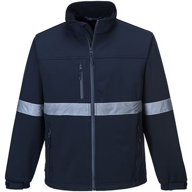 Portwest TK54 Navy Iona Reflective Breathable Fleece Lined Softshell Jacket (3L)